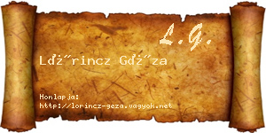 Lőrincz Géza névjegykártya