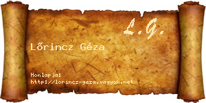 Lőrincz Géza névjegykártya